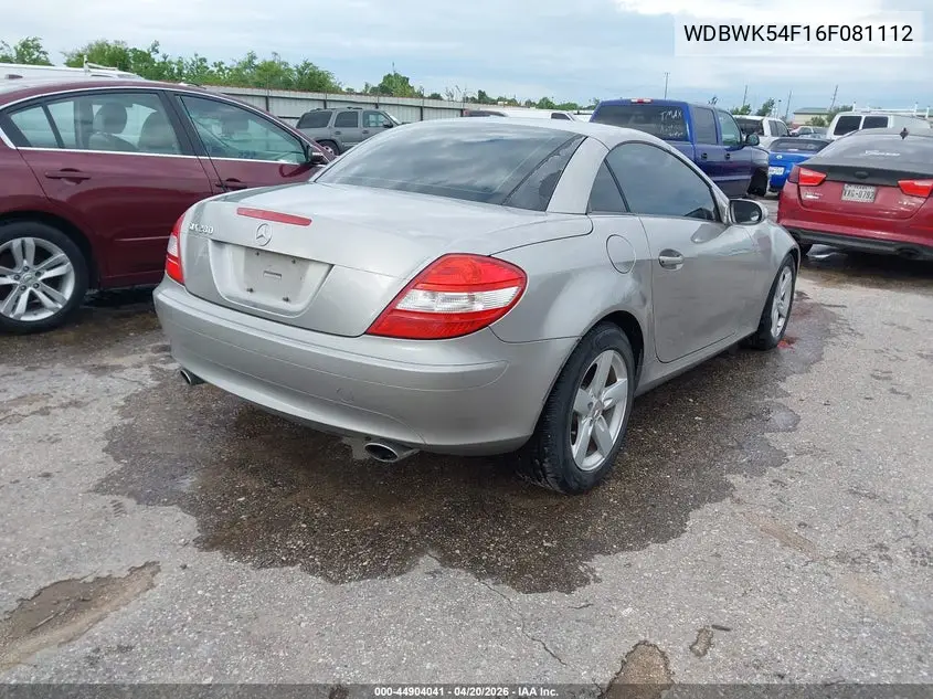 2006 Mercedes-Benz Slk 280 VIN: WDBWK54F16F081112 Lot: 44904041