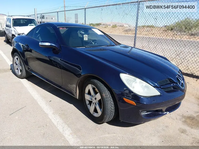 2006 Mercedes-Benz Slk 280 VIN: WDBWK54F56F094400 Lot: 45150414