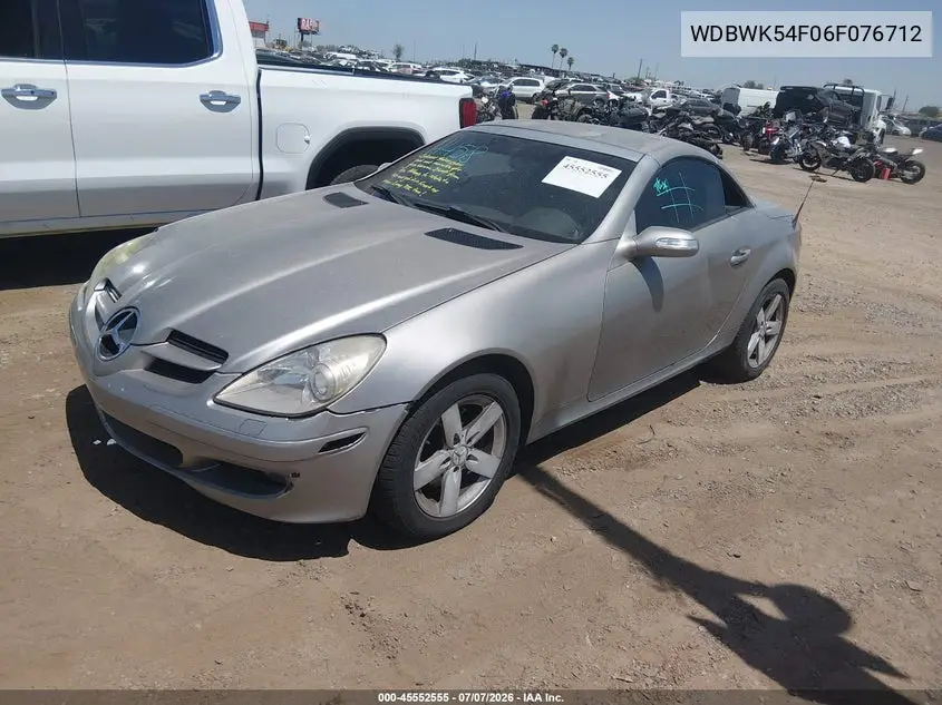 2006 Mercedes-Benz Slk 280 VIN: WDBWK54F06F076712 Lot: 45552555