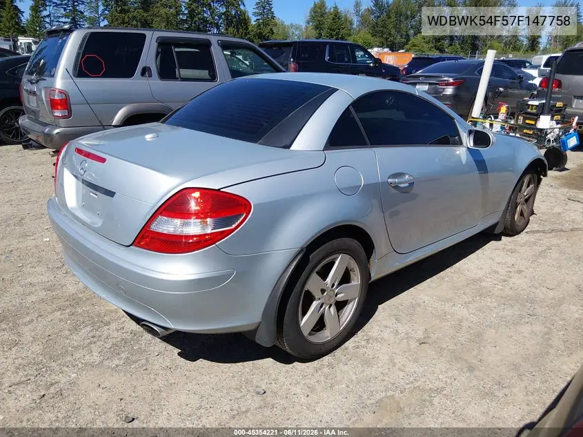 2007 Mercedes-Benz Slk 280 VIN: WDBWK54F57F147758 Lot: 45354221