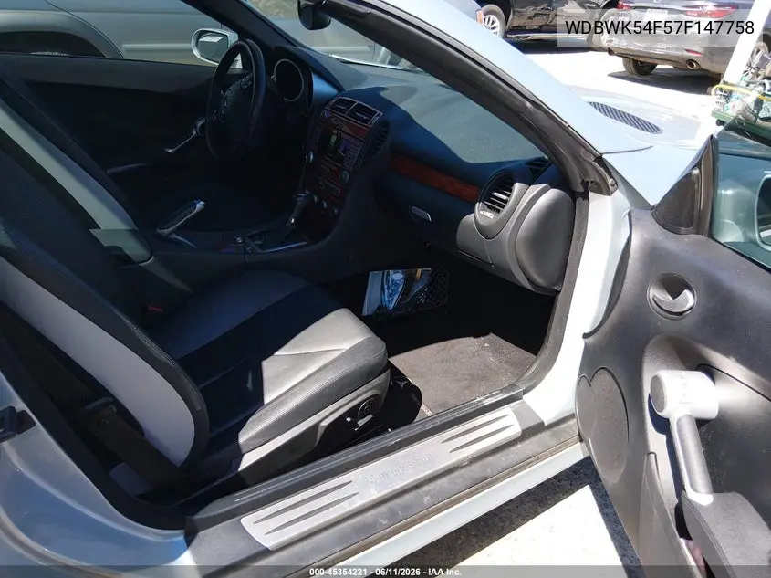 2007 Mercedes-Benz Slk 280 VIN: WDBWK54F57F147758 Lot: 45354221