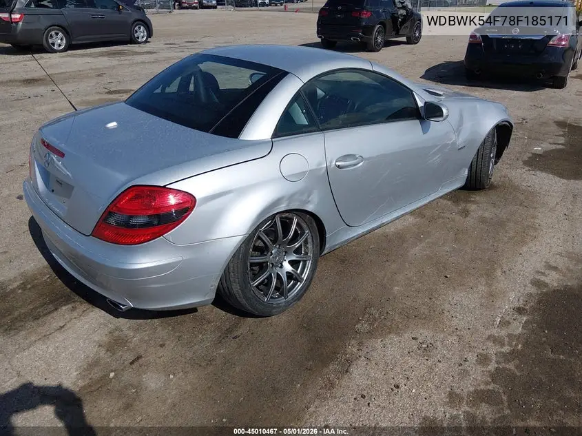 2008 Mercedes-Benz Slk 280 VIN: WDBWK54F78F185171 Lot: 45010467