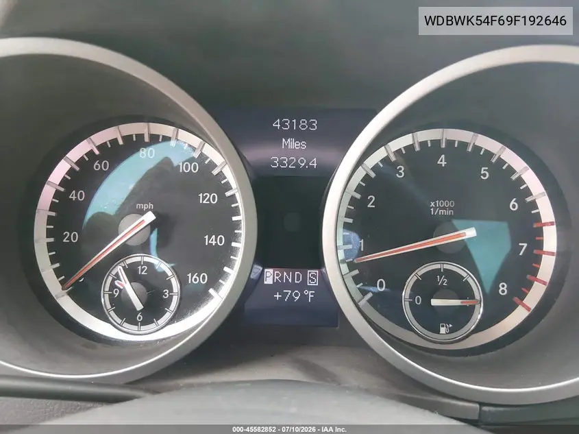 2009 Mercedes-Benz Slk 300 VIN: WDBWK54F69F192646 Lot: 45582852