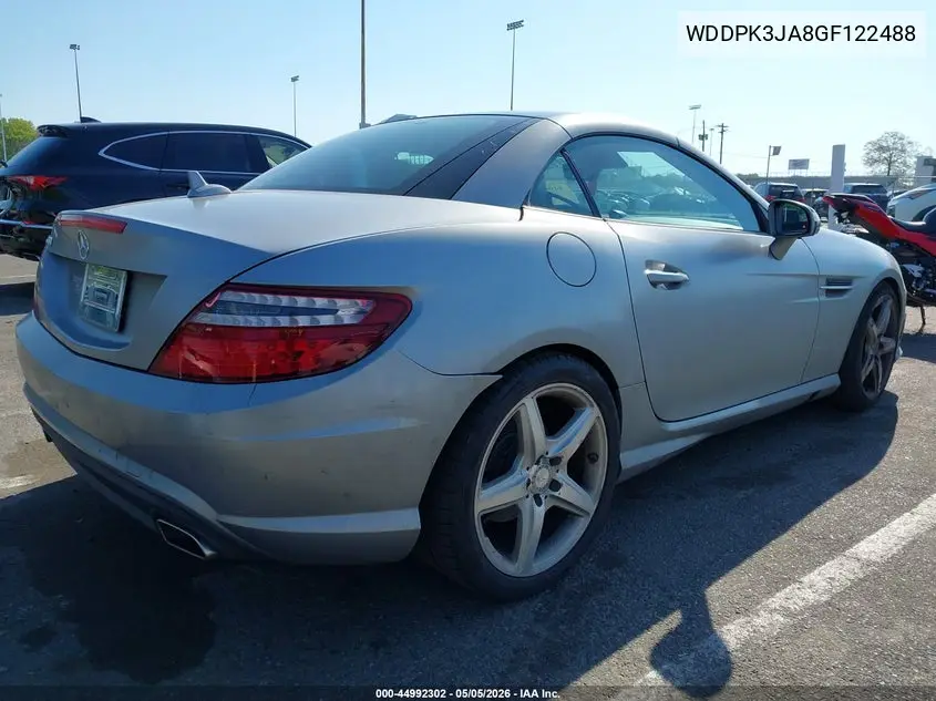 2016 Mercedes-Benz Slk 300 VIN: WDDPK3JA8GF122488 Lot: 44992302