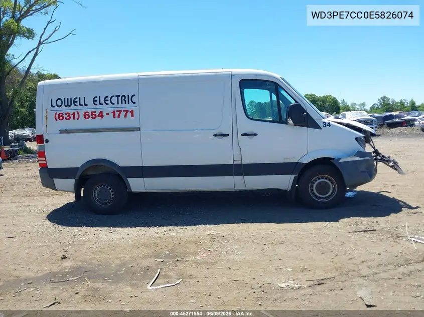 2014 Mercedes-Benz Sprinter 2500 Normal Roof VIN: WD3PE7CC0E5826074 Lot: 45271554