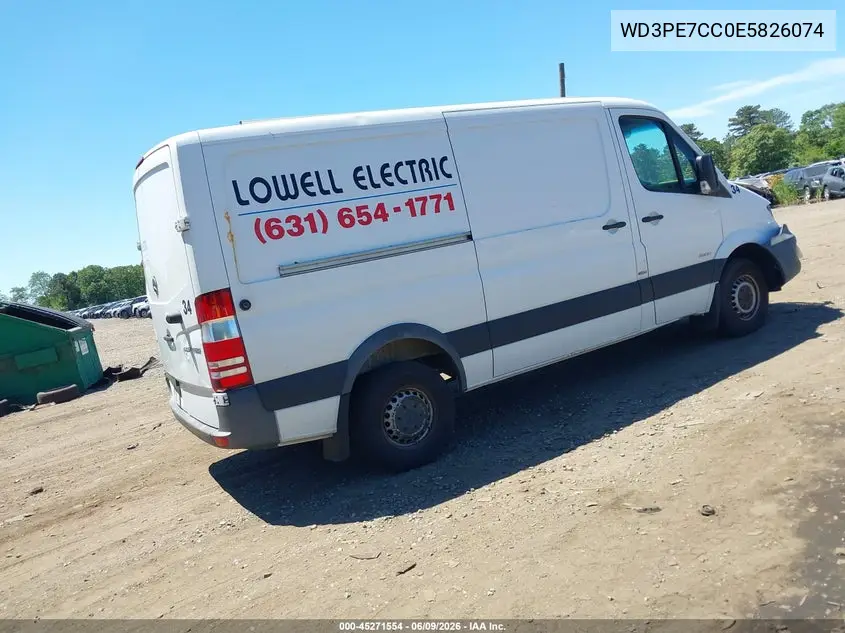 2014 Mercedes-Benz Sprinter 2500 Normal Roof VIN: WD3PE7CC0E5826074 Lot: 45271554