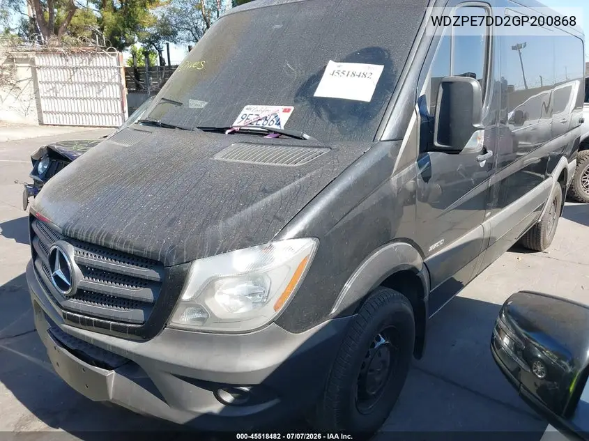 2016 Mercedes-Benz Sprinter 2500 Normal Roof VIN: WDZPE7DD2GP200868 Lot: 45518482