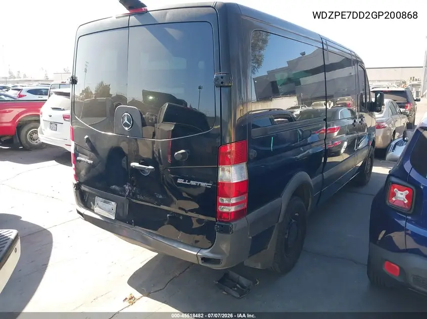 2016 Mercedes-Benz Sprinter 2500 Normal Roof VIN: WDZPE7DD2GP200868 Lot: 45518482
