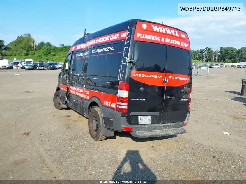 2016 Mercedes-Benz Sprinter 2500 Normal Roof VIN: WD3PE7DD2GP349713 Lot: 45594874