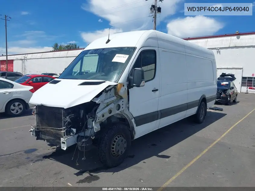 2018 Mercedes-Benz Sprinter 3500 High Roof V6/Standard Roof V6 VIN: WD3PF4CC4JP649040 Lot: 45411763