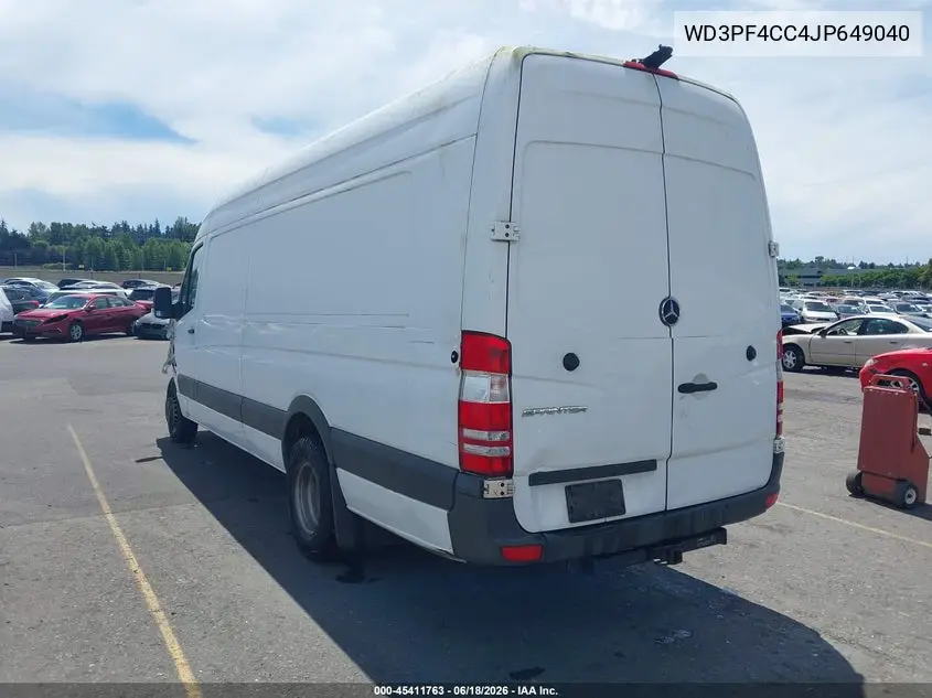 2018 Mercedes-Benz Sprinter 3500 High Roof V6/Standard Roof V6 VIN: WD3PF4CC4JP649040 Lot: 45411763