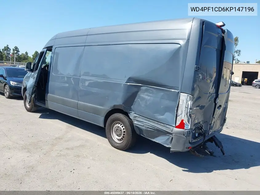 2019 Mercedes-Benz Sprinter 2500 High Roof V6 VIN: WD4PF1CD6KP147196 Lot: 45389437