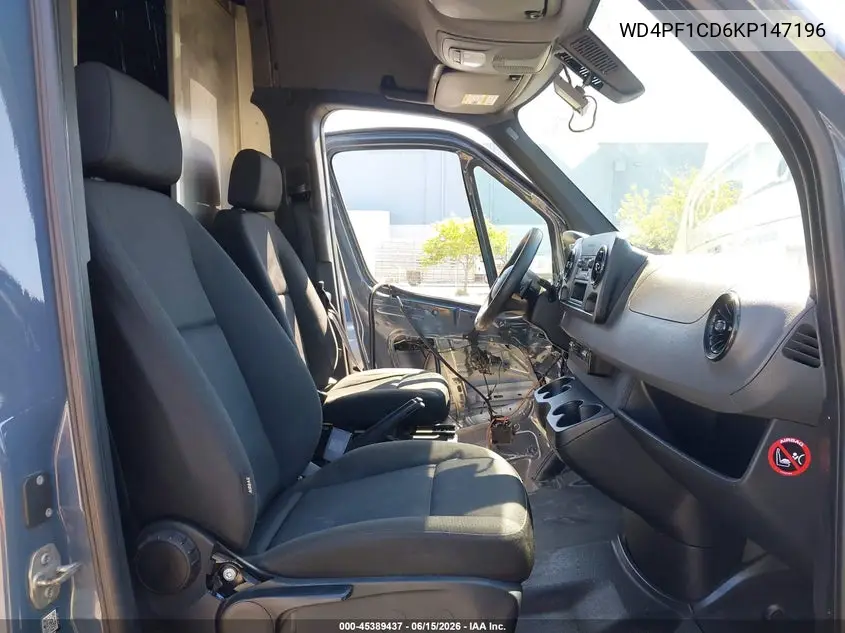 2019 Mercedes-Benz Sprinter 2500 High Roof V6 VIN: WD4PF1CD6KP147196 Lot: 45389437