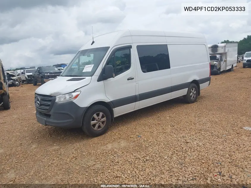 2019 Mercedes-Benz Sprinter 2500 High Roof V6 VIN: WD4PF1CD2KP053333 Lot: 45409491