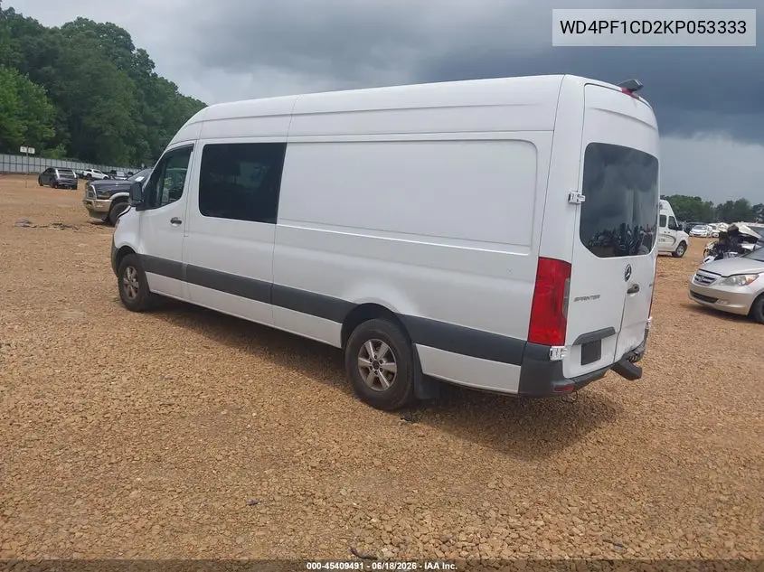 2019 Mercedes-Benz Sprinter 2500 High Roof V6 VIN: WD4PF1CD2KP053333 Lot: 45409491