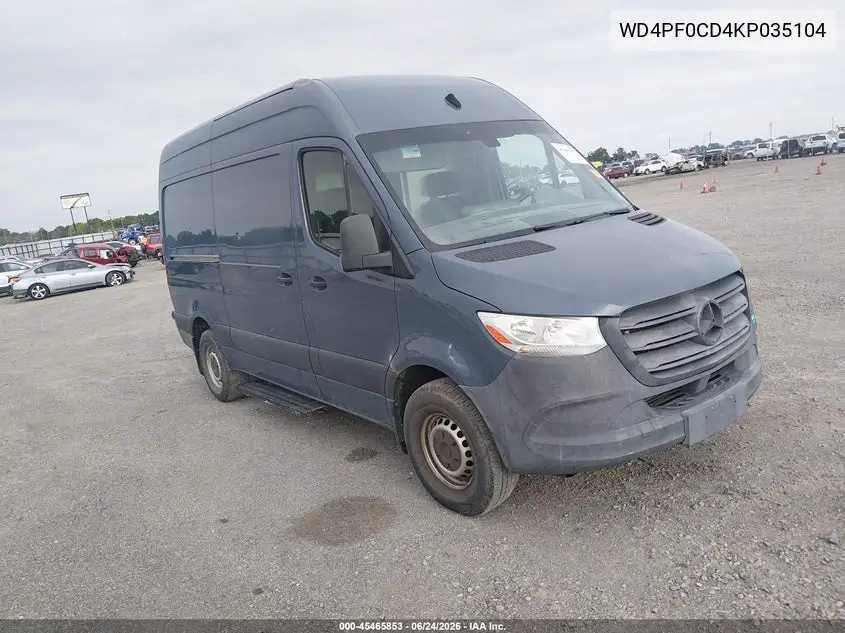2019 Mercedes-Benz Sprinter 2500 Standard Roof V6 VIN: WD4PF0CD4KP035104 Lot: 45465853