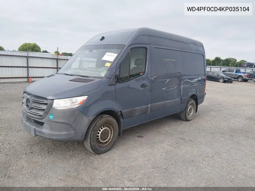 2019 Mercedes-Benz Sprinter 2500 Standard Roof V6 VIN: WD4PF0CD4KP035104 Lot: 45465853