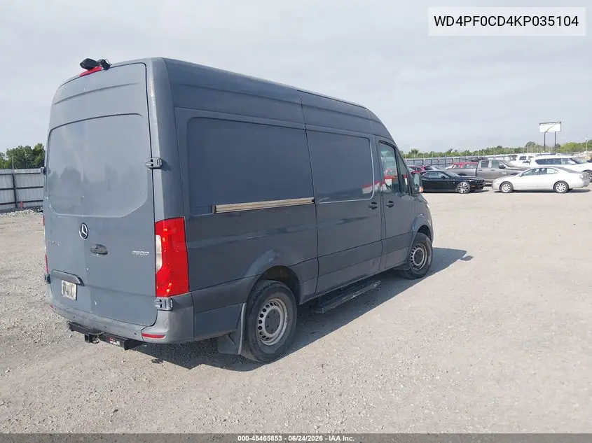 2019 Mercedes-Benz Sprinter 2500 Standard Roof V6 VIN: WD4PF0CD4KP035104 Lot: 45465853