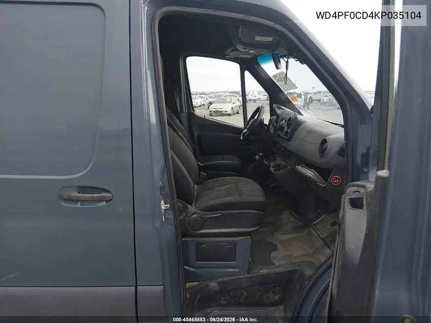 2019 Mercedes-Benz Sprinter 2500 Standard Roof V6 VIN: WD4PF0CD4KP035104 Lot: 45465853