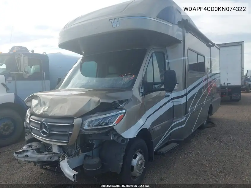 2019 Mercedes-Benz Sprinter 3500Xd High Roof V6 VIN: WDAPF4CD0KN074322 Lot: 45504206