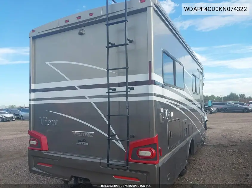 2019 Mercedes-Benz Sprinter 3500Xd High Roof V6 VIN: WDAPF4CD0KN074322 Lot: 45504206