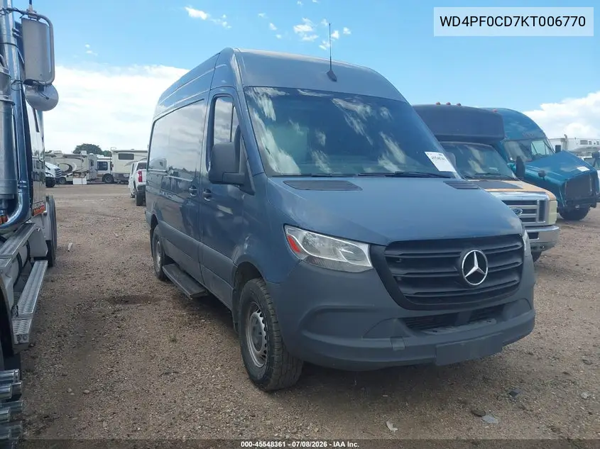2019 Mercedes-Benz Sprinter 2500 High Roof V6 VIN: WD4PF0CD7KT006770 Lot: 45548361