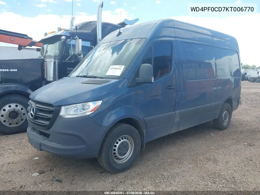 2019 Mercedes-Benz Sprinter 2500 High Roof V6 VIN: WD4PF0CD7KT006770 Lot: 45548361