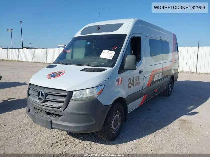 2019 Mercedes-Benz Sprinter 2500 High Roof V6 VIN: WD4PF1CD0KP132953 Lot: 45571796