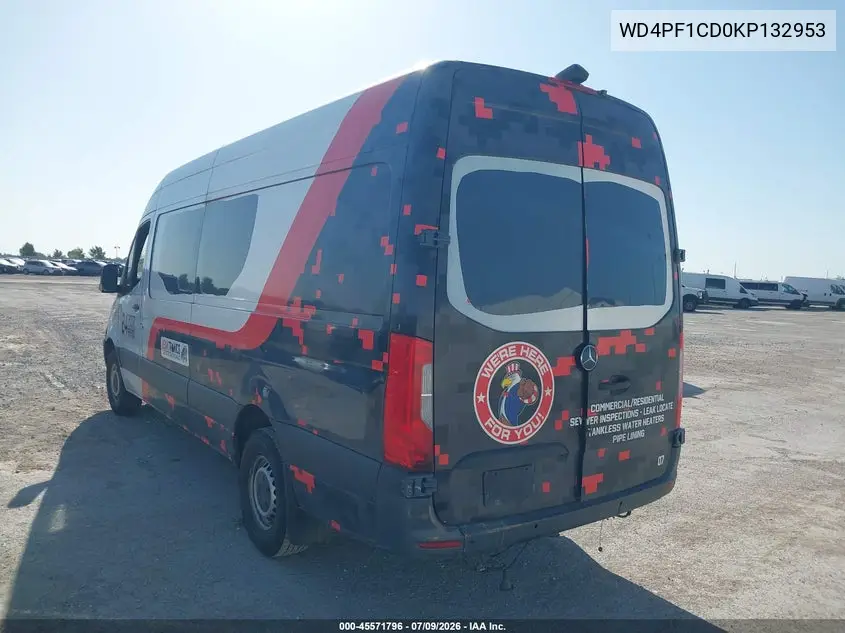 2019 Mercedes-Benz Sprinter 2500 High Roof V6 VIN: WD4PF1CD0KP132953 Lot: 45571796