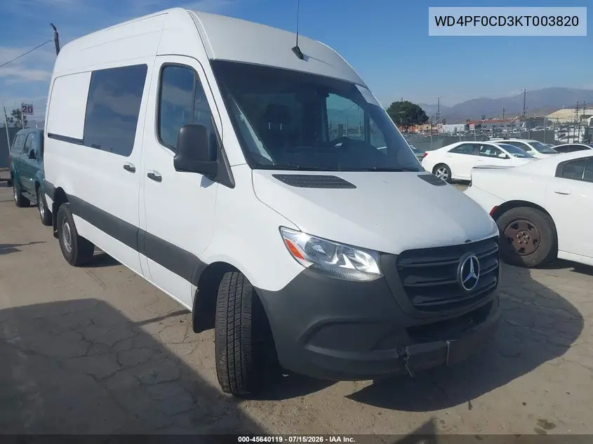 2019 Mercedes-Benz Sprinter 2500 High Roof V6 VIN: WD4PF0CD3KT003820 Lot: 45640119