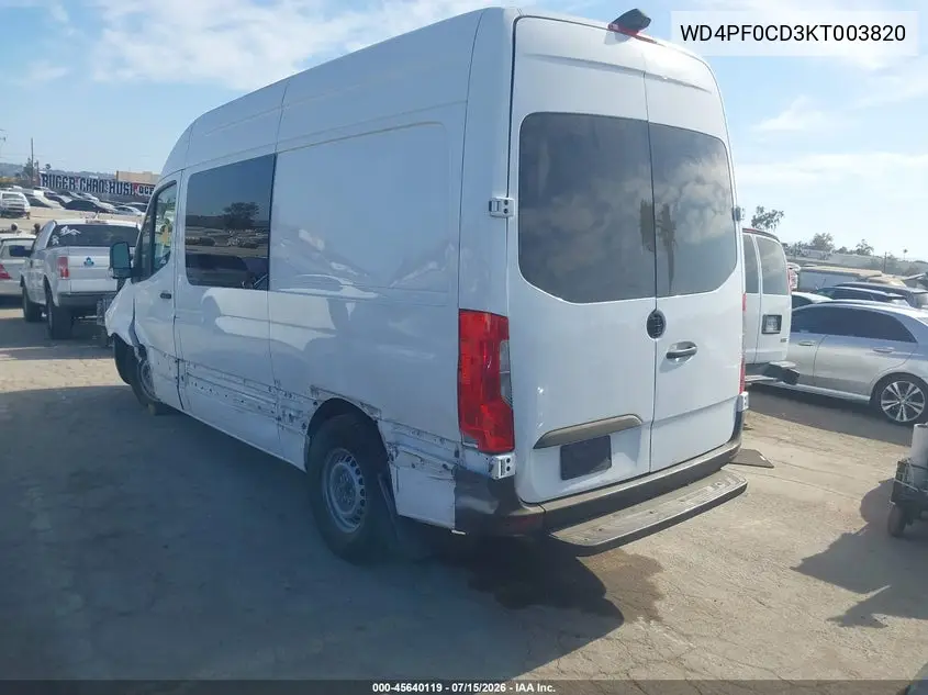 2019 Mercedes-Benz Sprinter 2500 High Roof V6 VIN: WD4PF0CD3KT003820 Lot: 45640119