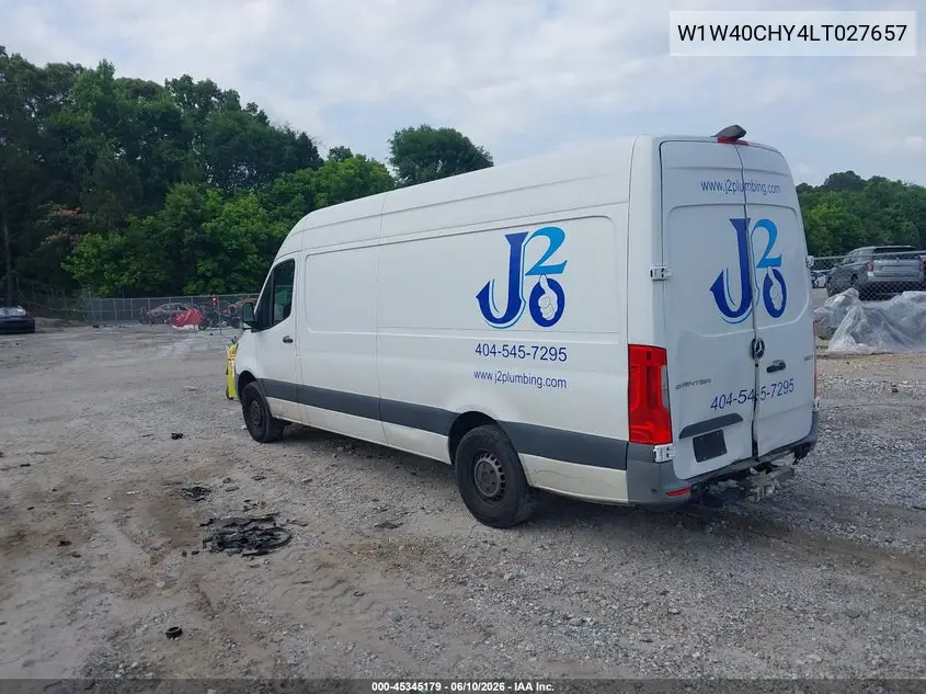 2020 Mercedes-Benz Sprinter 2500 High Roof I4 VIN: W1W40CHY4LT027657 Lot: 45345179