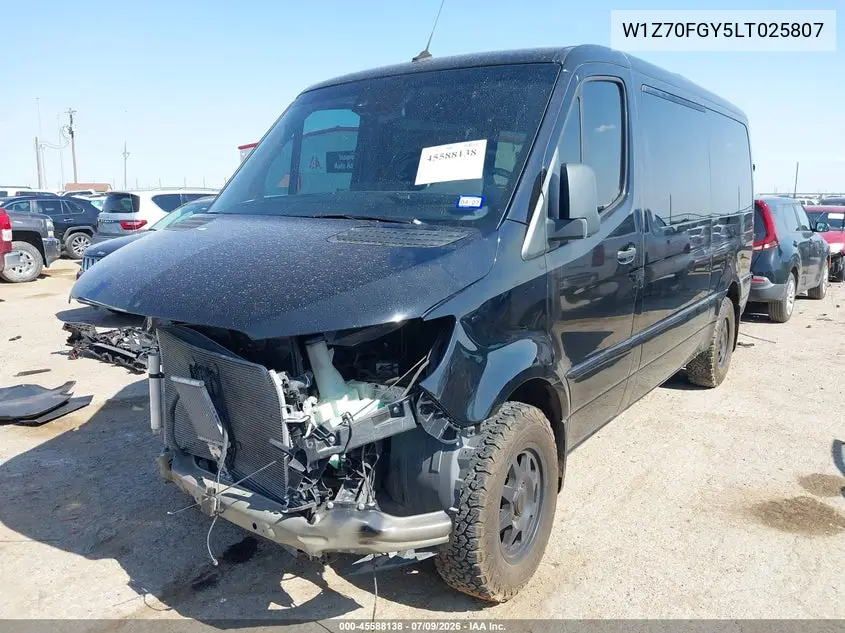 2020 Mercedes-Benz Sprinter 1500 Standard Roof I4 VIN: W1Z70FGY5LT025807 Lot: 45588138