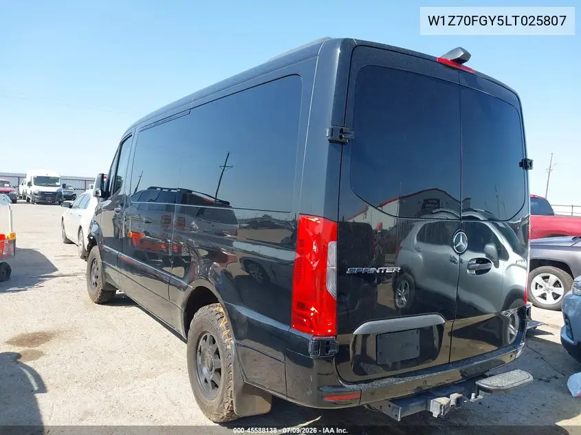 2020 Mercedes-Benz Sprinter 1500 Standard Roof I4 VIN: W1Z70FGY5LT025807 Lot: 45588138