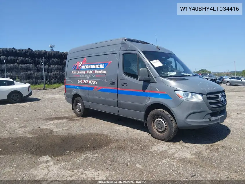 2020 Mercedes-Benz Sprinter 2500 Standard Roof I4 VIN: W1Y40BHY4LT034416 Lot: 45636964