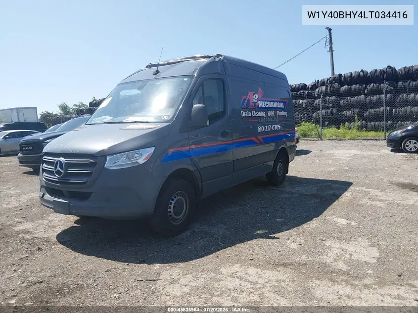2020 Mercedes-Benz Sprinter 2500 Standard Roof I4 VIN: W1Y40BHY4LT034416 Lot: 45636964