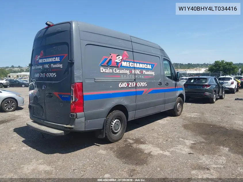 2020 Mercedes-Benz Sprinter 2500 Standard Roof I4 VIN: W1Y40BHY4LT034416 Lot: 45636964