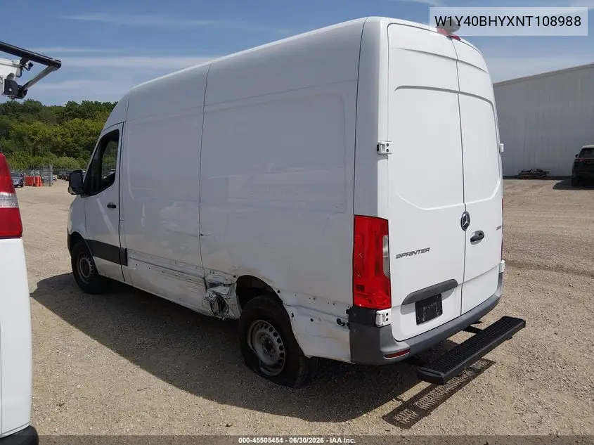 2022 Mercedes-Benz Sprinter 2500 Standard Roof I4 VIN: W1Y40BHYXNT108988 Lot: 45505454