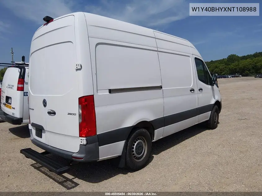 2022 Mercedes-Benz Sprinter 2500 Standard Roof I4 VIN: W1Y40BHYXNT108988 Lot: 45505454