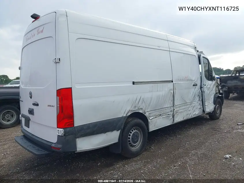 2022 Mercedes-Benz Sprinter 2500 High Roof I4 VIN: W1Y40CHYXNT116725 Lot: 45611641