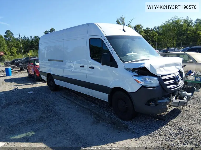 2024 Mercedes-Benz Sprinter 2500 High Roof 4-Cyl Diesel VIN: W1Y4KCHY3RT190570 Lot: 45359795