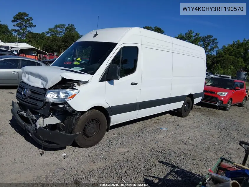 2024 Mercedes-Benz Sprinter 2500 High Roof 4-Cyl Diesel VIN: W1Y4KCHY3RT190570 Lot: 45359795