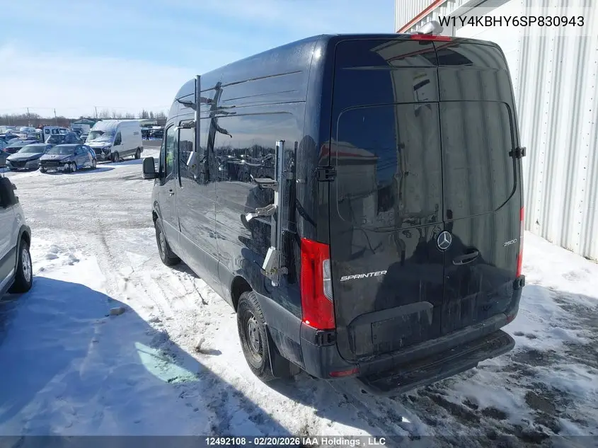 2025 Mercedes-Benz Sprinter 2500 Standard Roof 4-Cyl Diesel VIN: W1Y4KBHY6SP830943 Lot: 12492108