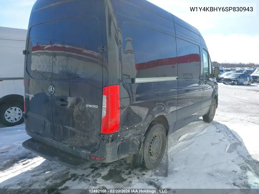 2025 Mercedes-Benz Sprinter 2500 Standard Roof 4-Cyl Diesel VIN: W1Y4KBHY6SP830943 Lot: 12492108