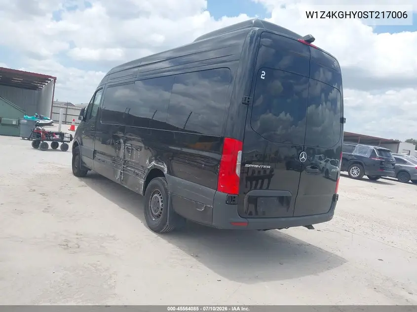 2025 Mercedes-Benz Sprinter 2500 High Roof 4-Cyl Diesel VIN: W1Z4KGHY0ST217006 Lot: 45564085
