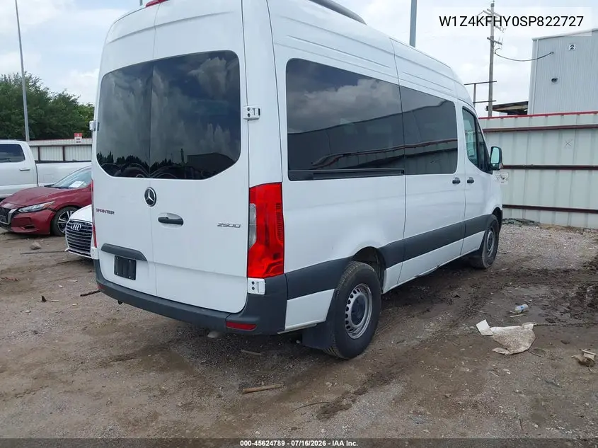 2025 Mercedes-Benz Sprinter 2500 Standard Roof 4-Cyl Diesel VIN: W1Z4KFHY0SP822727 Lot: 45624789