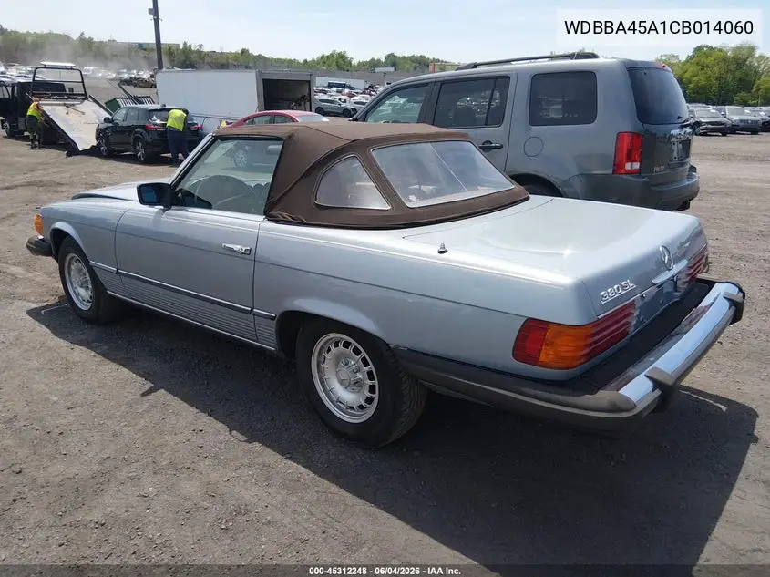 1982 Mercedes-Benz 380 Sl VIN: WDBBA45A1CB014060 Lot: 45312248