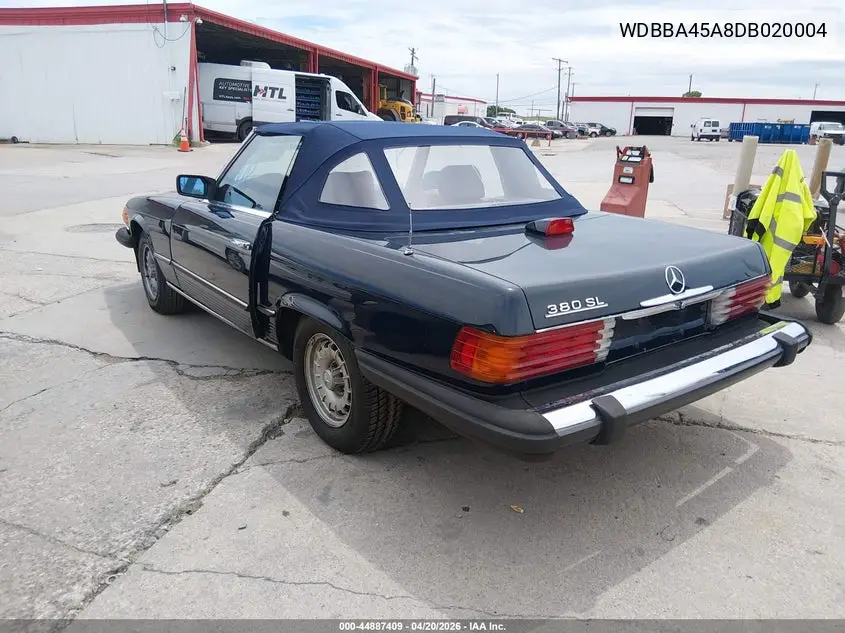 1983 Mercedes-Benz 380 Sl VIN: WDBBA45A8DB020004 Lot: 44887409