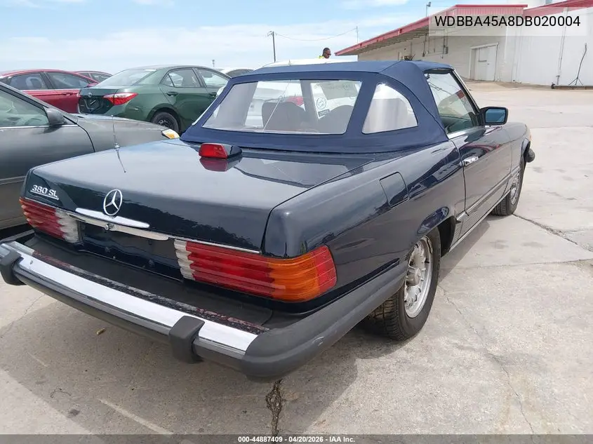 1983 Mercedes-Benz 380 Sl VIN: WDBBA45A8DB020004 Lot: 44887409