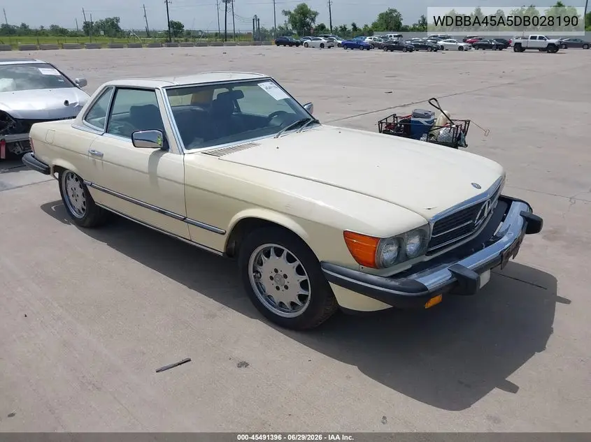 1983 Mercedes-Benz 380 Sl VIN: WDBBA45A5DB028190 Lot: 45491396
